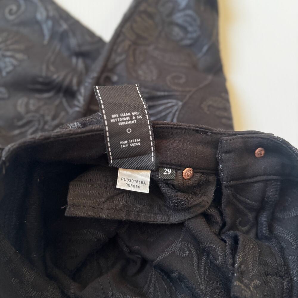 7 For All Mankind Gwenevere Black Floral Embroidered Jeans Pants Sz 29 Coquette - Picture 11 of 15